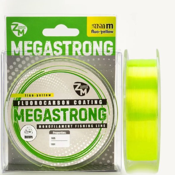 Леска ZanderMaster MEGASTRONG 100m, 0.165мм х 4.3кг жёлтая флуоресцентная