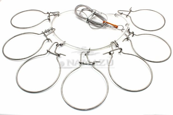 Кукан Namazu металлический трос 3,5 м, d-2 мм 7 круглых карабинов уп. пакет