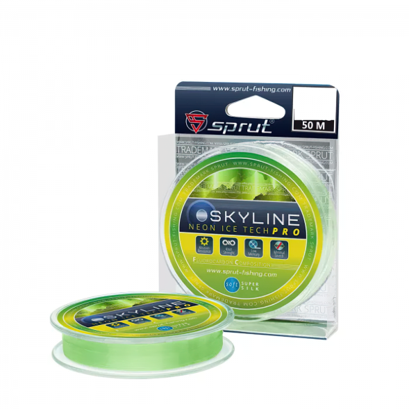 Леска Sprut Skyline Fluorocarbon Composition IceTech RPO Neon 0.205 50м