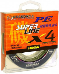 Леска плетеная Kosadaka Super PE X4 dark green 0.16 150м